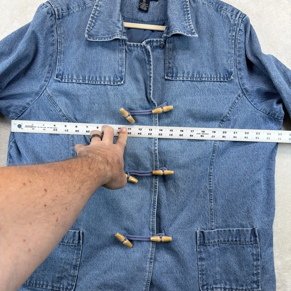 Casual & Co Denim Toggle Jacket Women's 2XL Blue Cottagecore Fisherman Utility - Picture 4 of 13